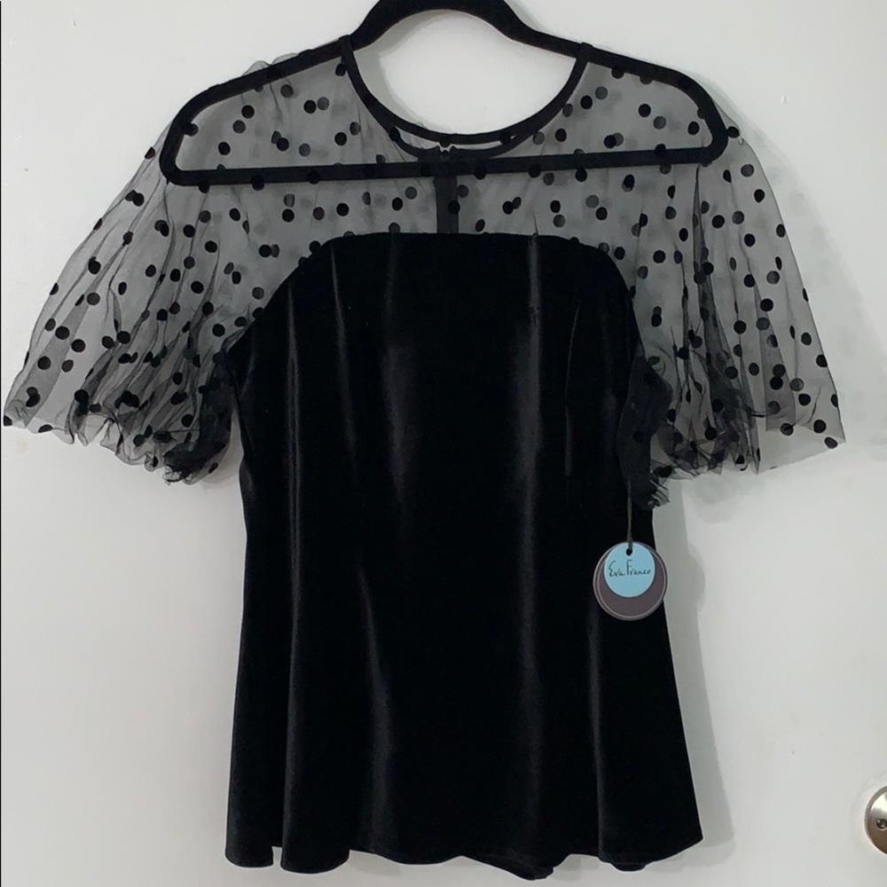 Eva Franco: Harriet Mesh Trim Velvet Top